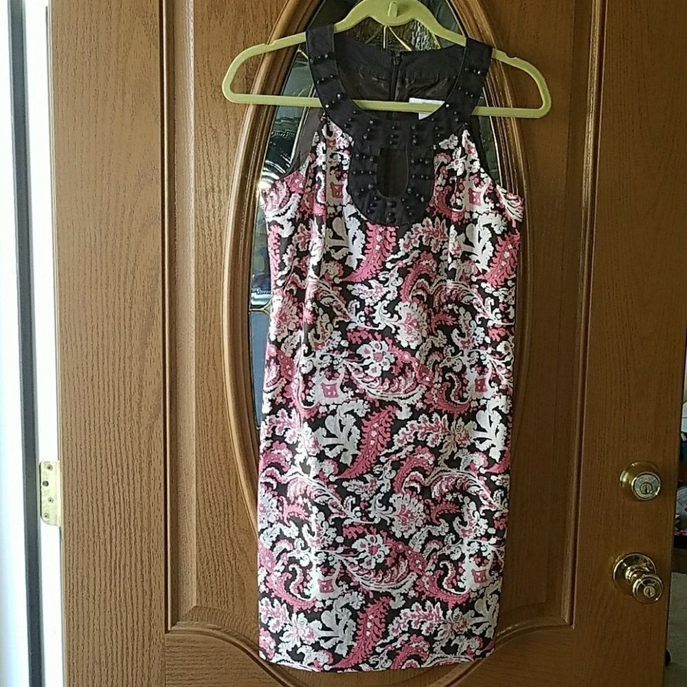 Ann Taylor the Loft brown pink dress Sz.0